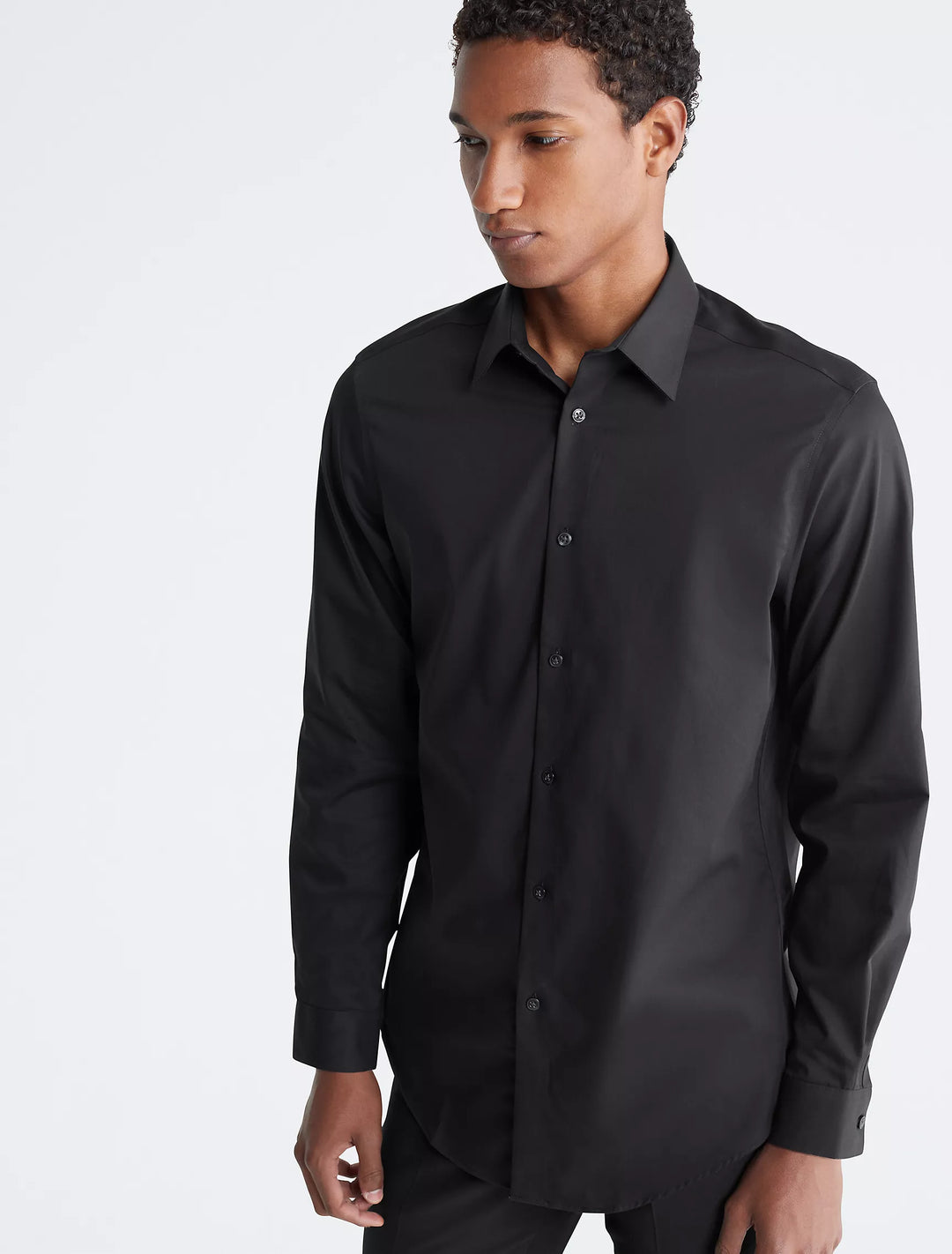 Calvin Klein Cotton Herringbone Slim Fit Dress Shirt