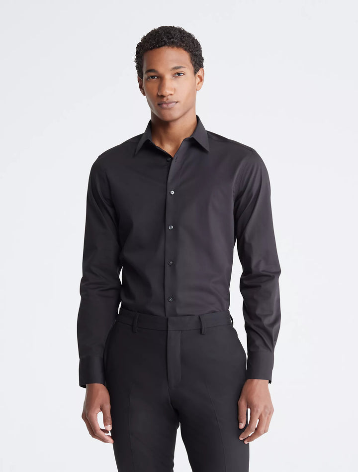 Calvin Klein Cotton Herringbone Slim Fit Dress Shirt