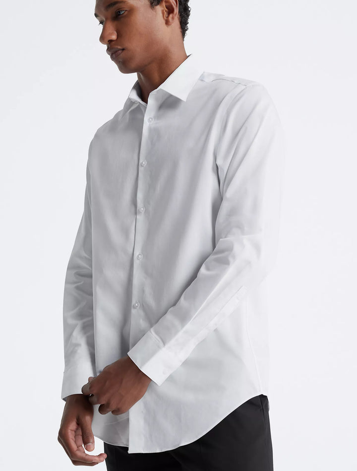 Calvin Klein Cotton Herringbone Slim Fit Dress Shirt