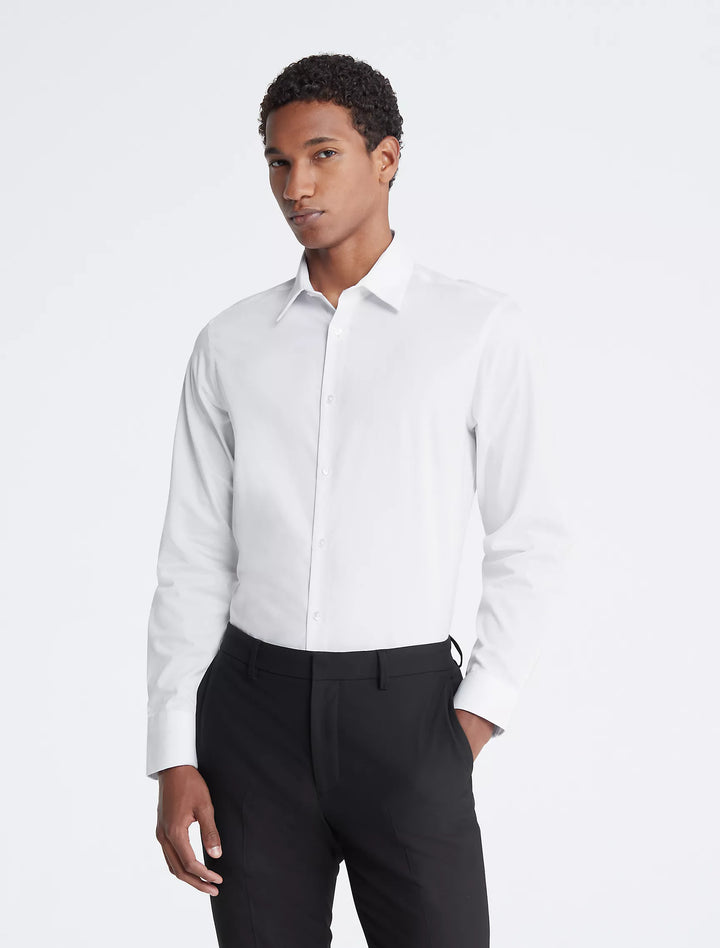 Calvin Klein Cotton Herringbone Slim Fit Dress Shirt