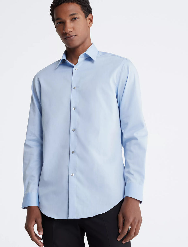 Calvin Klein Cotton Herringbone Slim Fit Dress Shirt