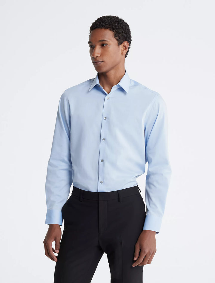 Calvin Klein Cotton Herringbone Slim Fit Dress Shirt