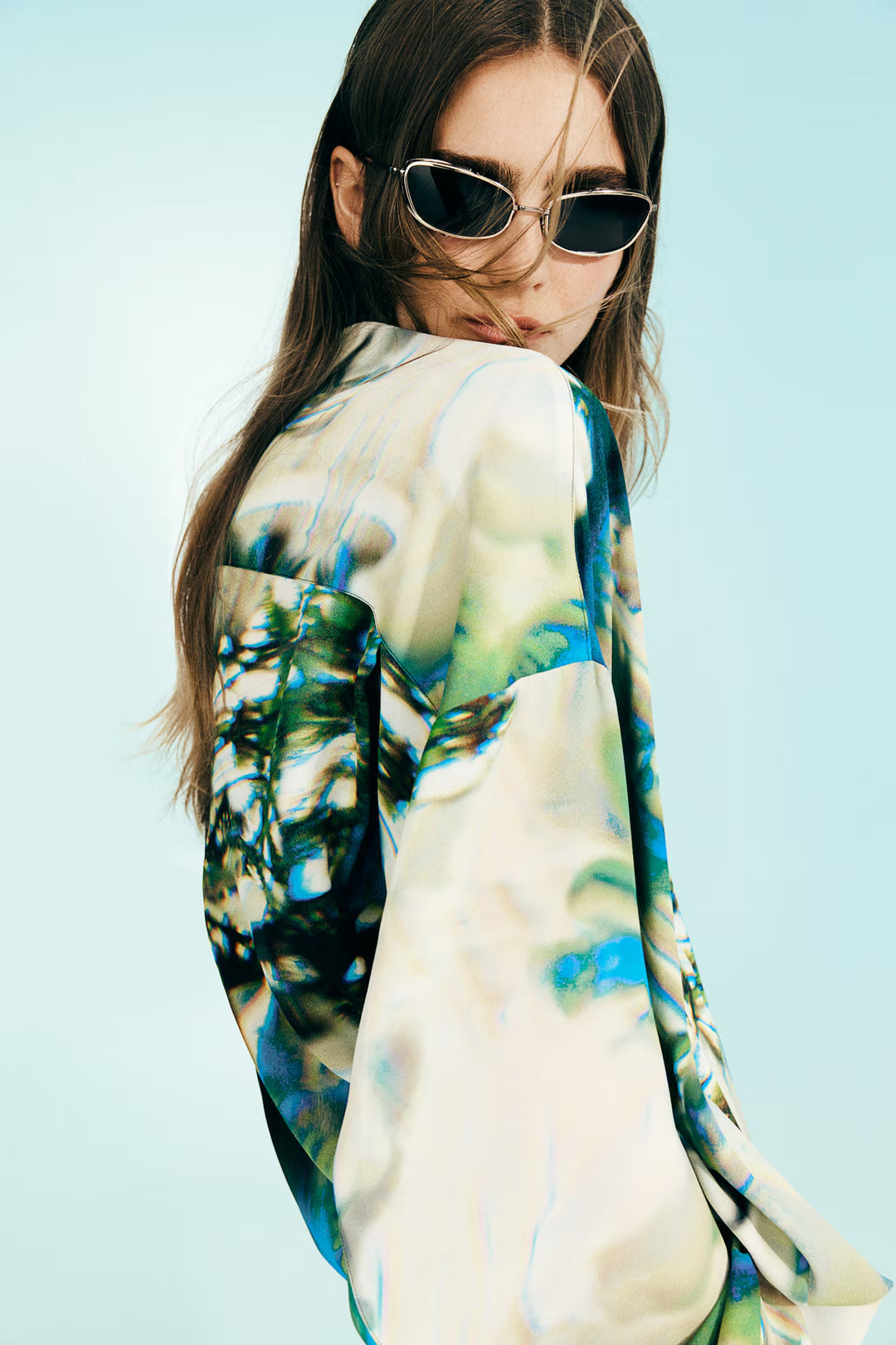 H&M Abstract-Patterned Chiffon Shirt