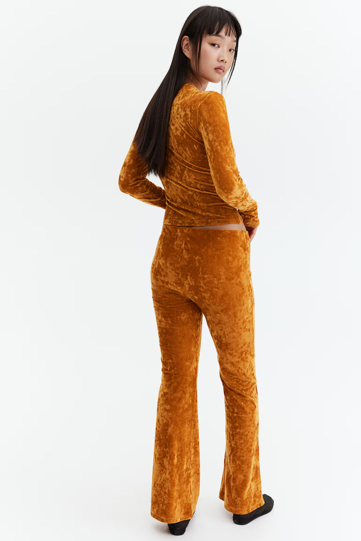 H&M Flared Crushed-Velour Leggings