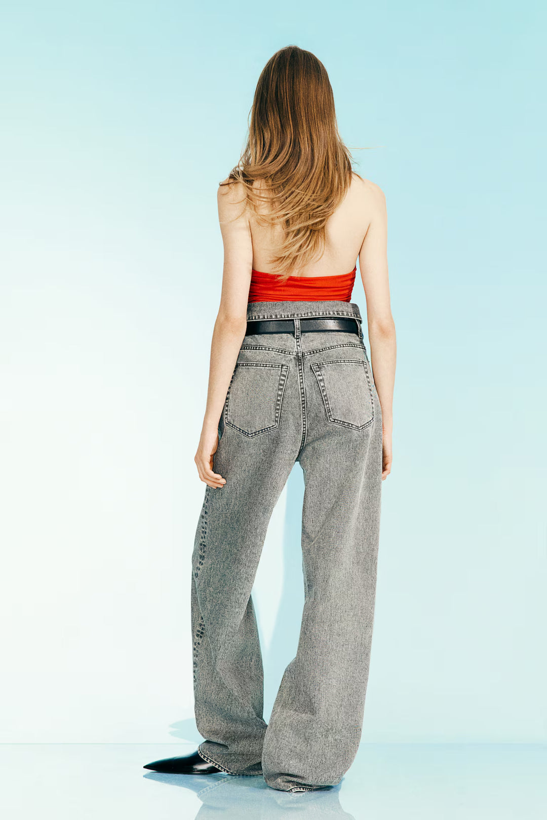 H&M Wide-Leg Paper-Bag Jeans