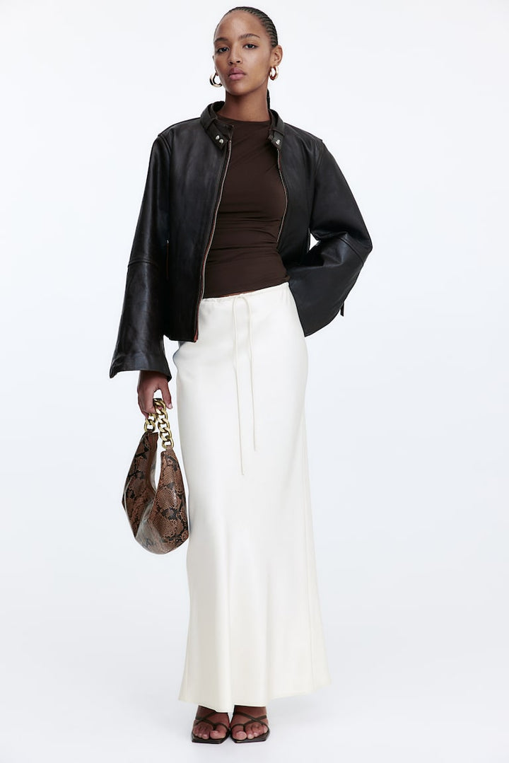 H&M Satin Skirt with Drawstring