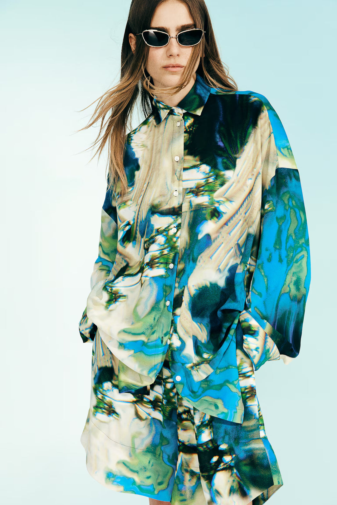 H&M Abstract-Patterned Chiffon Shirt