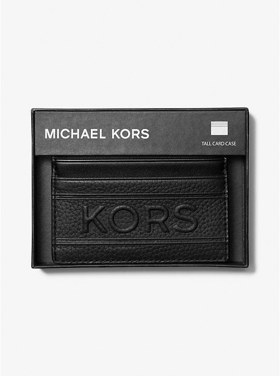 Michael Kors Hudson Embossed Pebbled Leather Tall Card Case