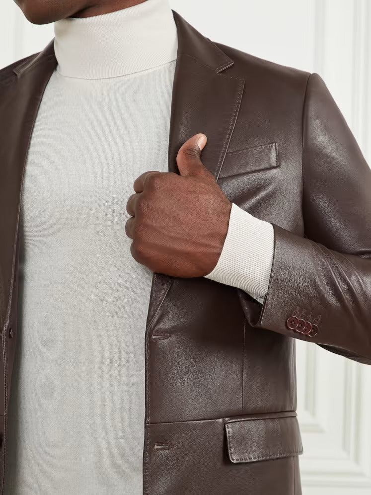 Guess Steve Notched Leather Blazer