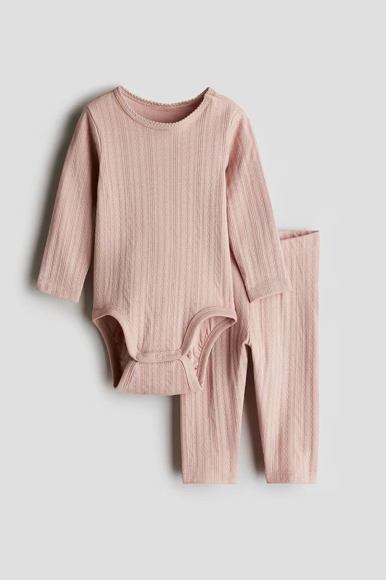 H&M 2-PIECE POINTELLE COTTON SET