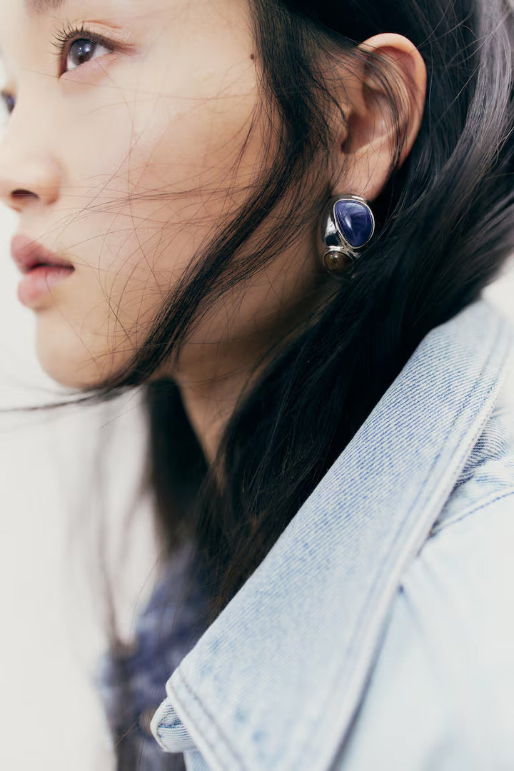 H&M BEAD-DETAIL DOME EARRINGS