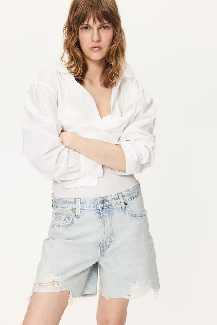 H&M HIGH BERMUDA DENIM SHORTS