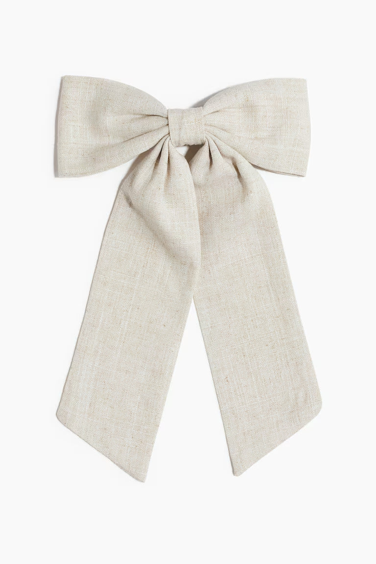H&M LINEN-BLEND BOW HAIR CLIP