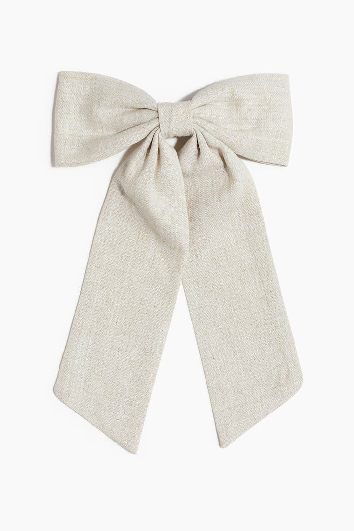 H&M LINEN-BLEND BOW HAIR CLIP