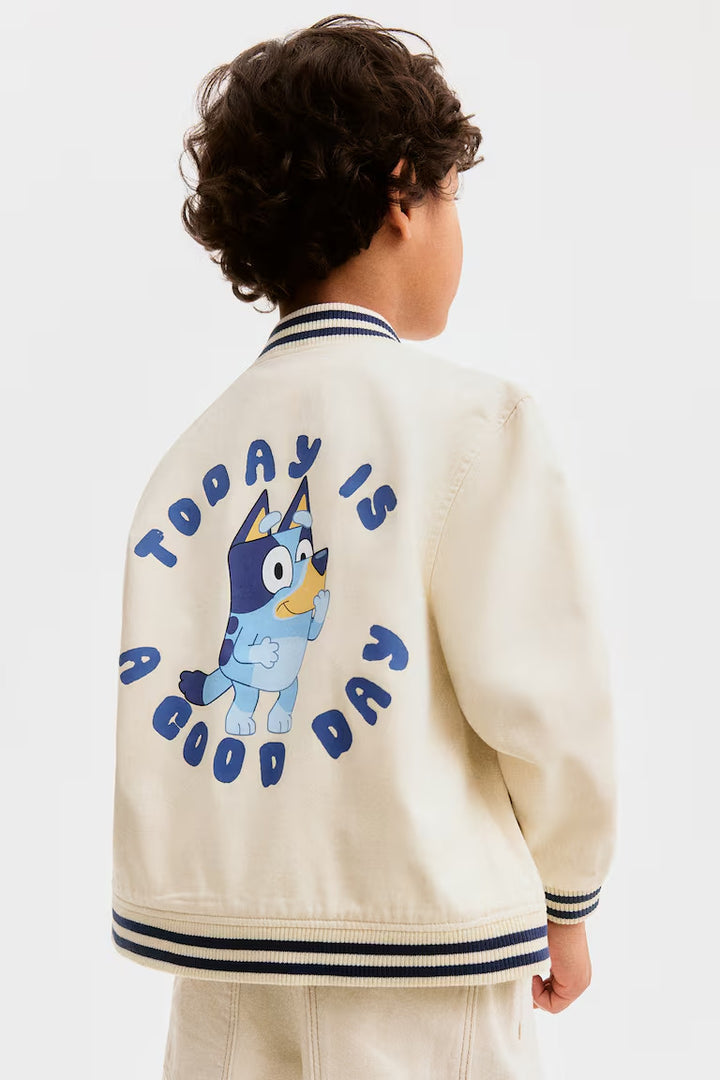 H&M TWILL BASEBALL JACKET WITH PRINTED MOTIF
