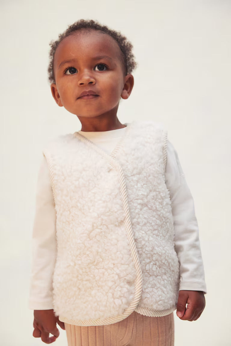 H&M WOOL-BLEND TEDDY FLEECE VEST