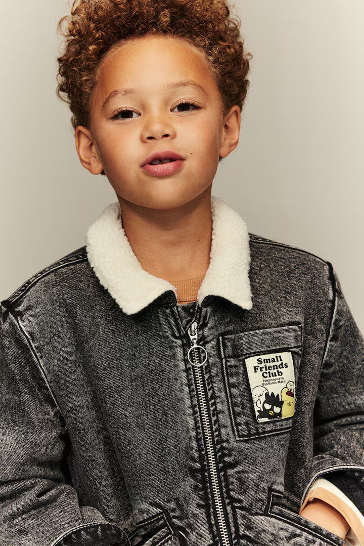 H&M TEDDY-FLEECE-LINED DENIM JACKET