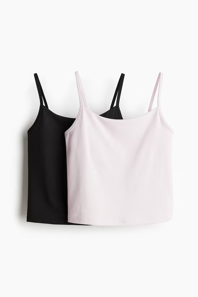 H&M 2-PACK INTEGRAL-TOP SPORTS TOPS WITH DRYMOVE™
