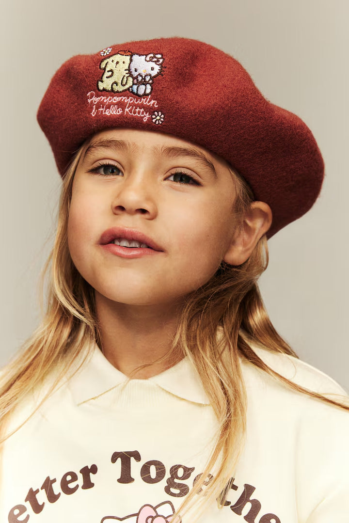 H&M APPLIQUÉD WOOL BERET