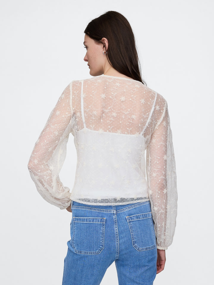 Gap Recycled Lace Ruffle Top
