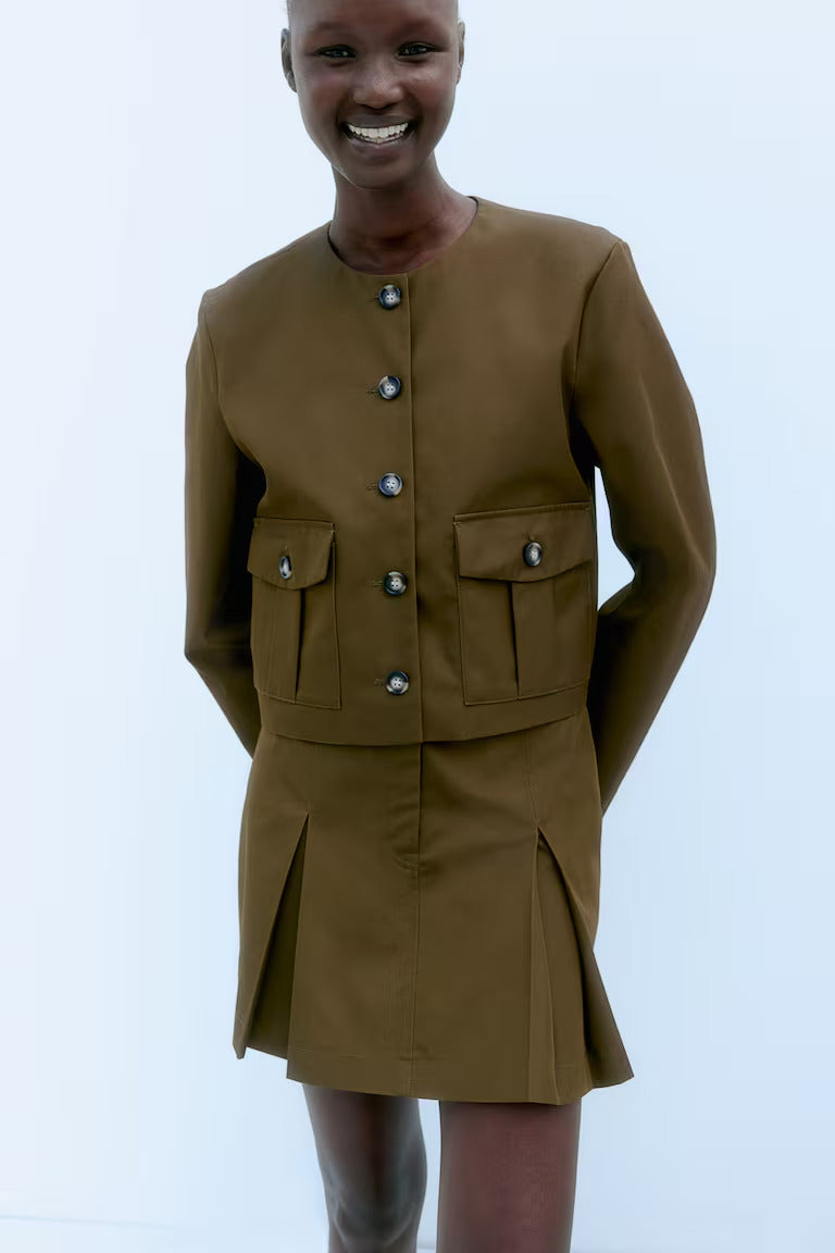 H&M PLEATED TWILL SKIRT