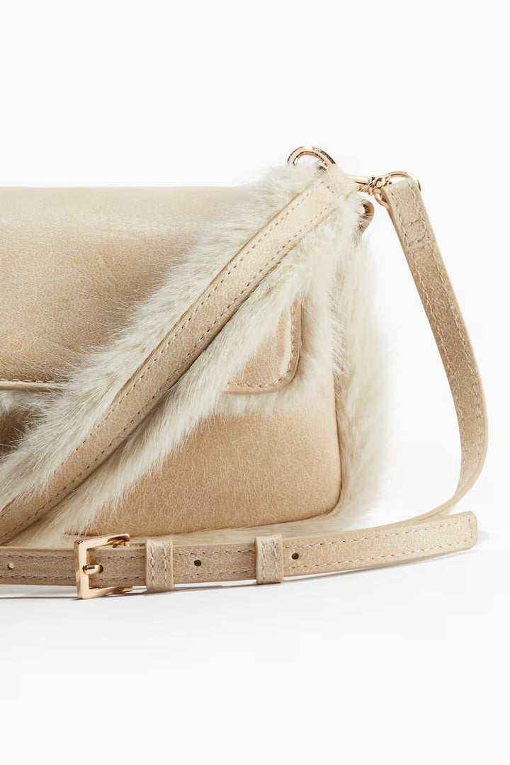 H&M FLUFFY-TRIM CROSSBODY BAG