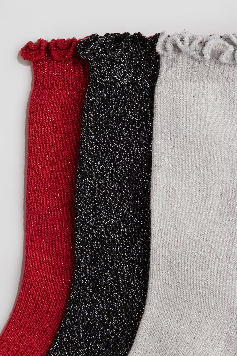 H&M 3-PACK SOCKS WITH OVERLOCKED TRIM