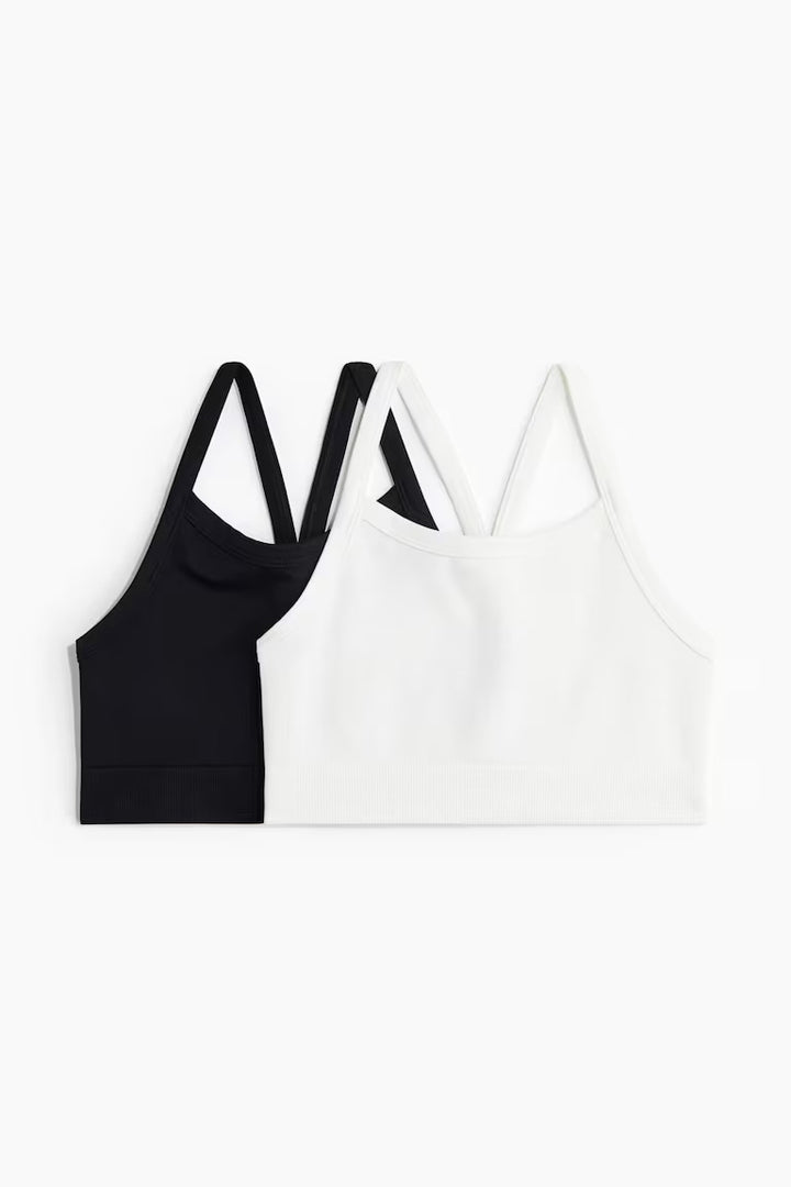 H&M 2-PACK SEAMLESS SPORTS TOPS WITH DRYMOVE™