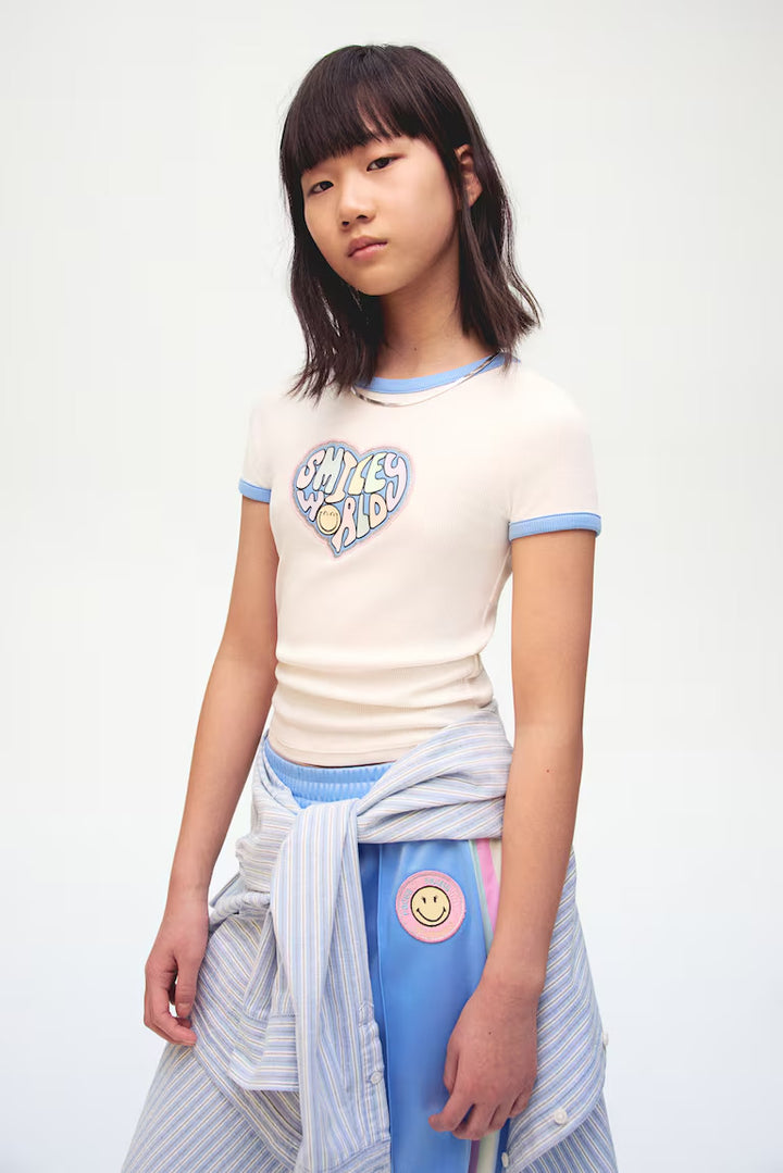 H&M PRINTED JERSEY TOP