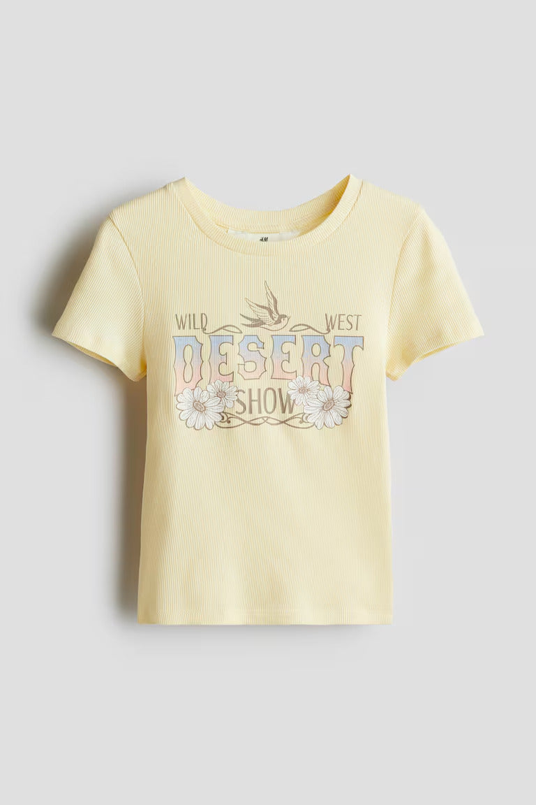 H&M COTTON TOP WITH PRINTED MOTIF
