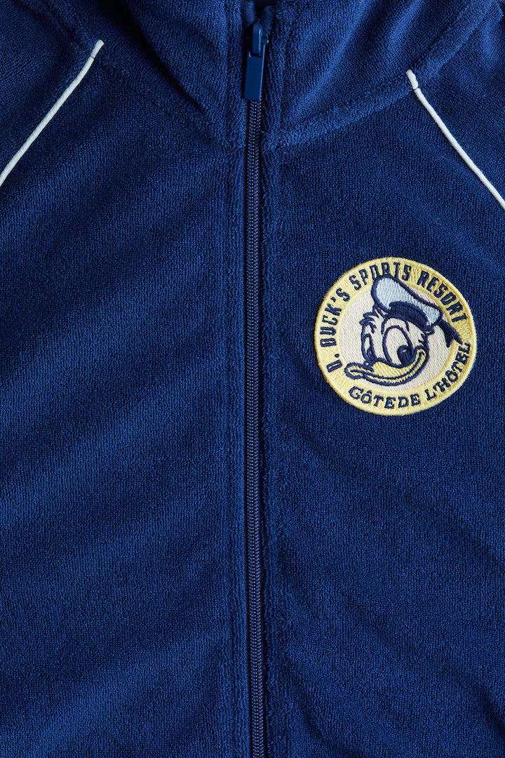 H&M TERRY TRACK JACKET WITH EMBROIDERED DETAIL