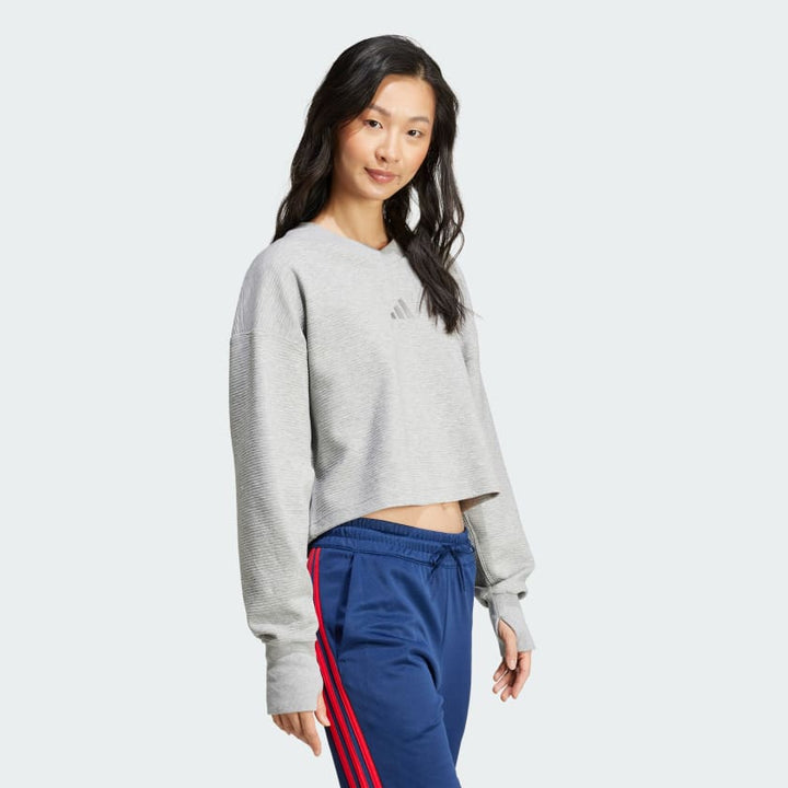 ADIDAS ALL SZN Ribbed V-Neck Sweatshirt