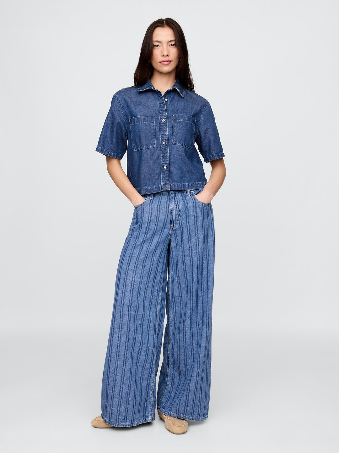 Gap UltraSoft Cropped Denim Shirt