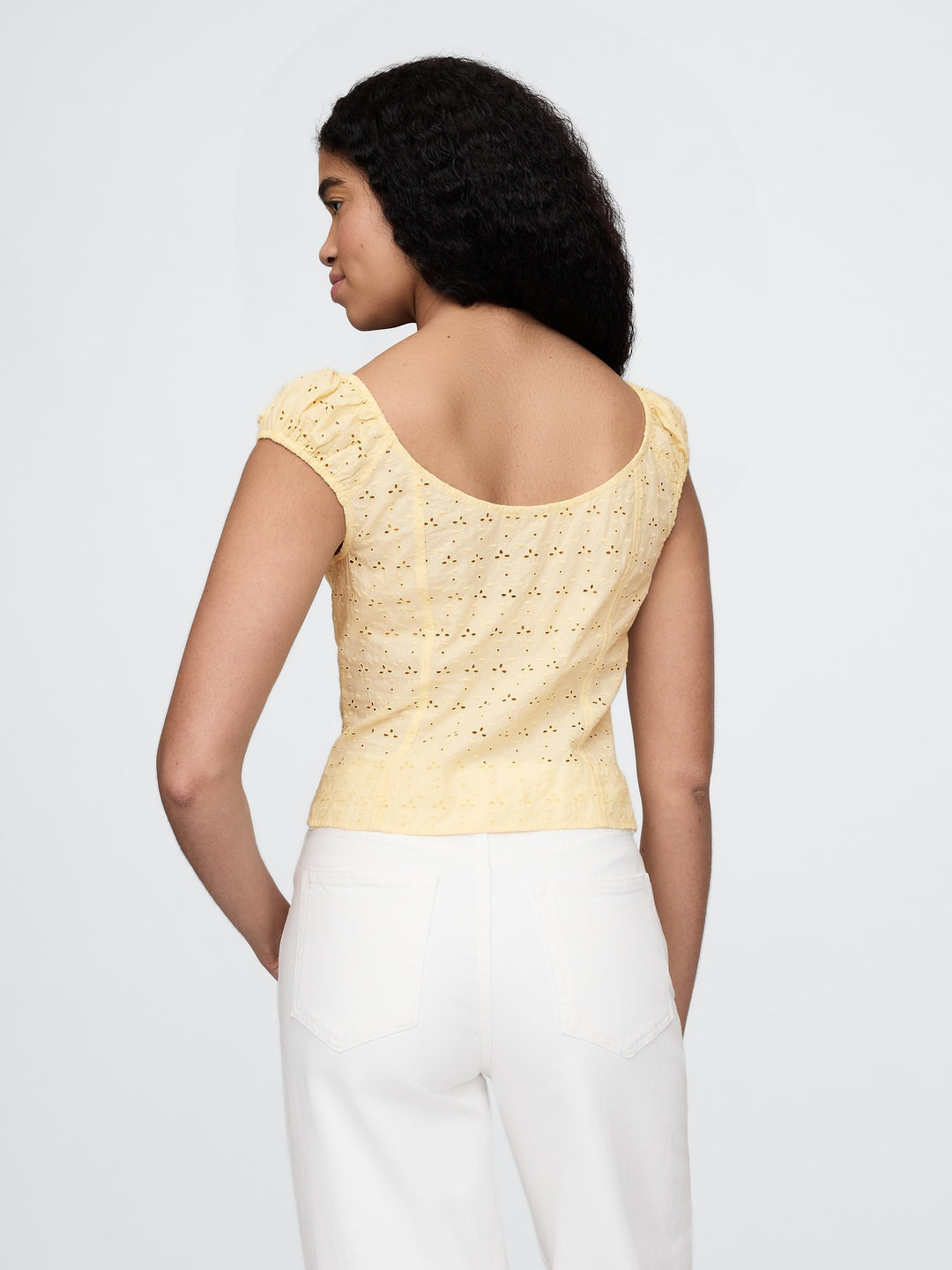 Gap Cap-Sleeve Eyelet Top