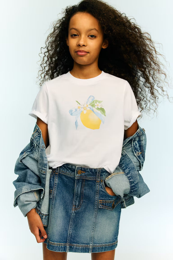 H&M T-SHIRT WITH PRINTED MOTIF