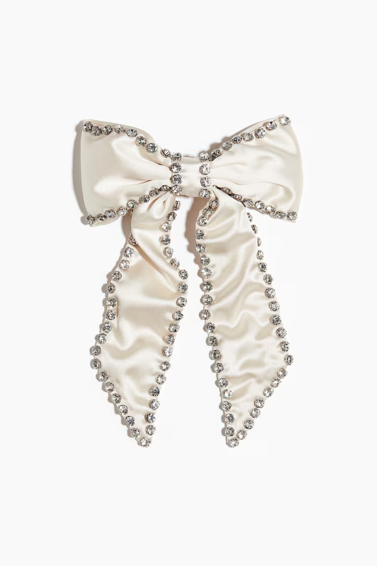 H&M EMBELLISHED SATIN BOW HAIR CLIP