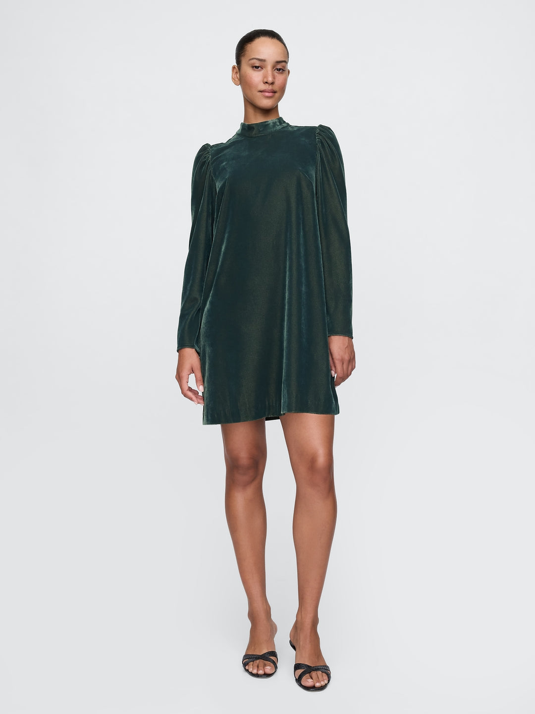 Gap Recycled Velvet Puff-Sleeve Mini Dress