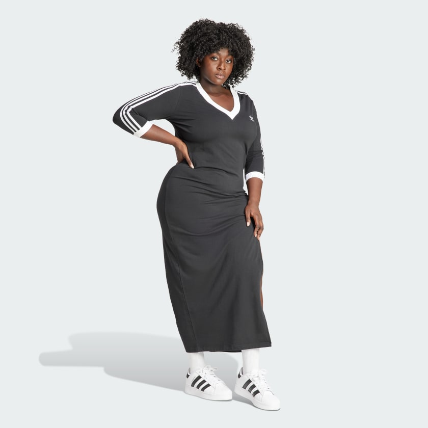 Adidas Adicolor Classics 3-Stripes V-Neck Maxi Dress (Plus Size)