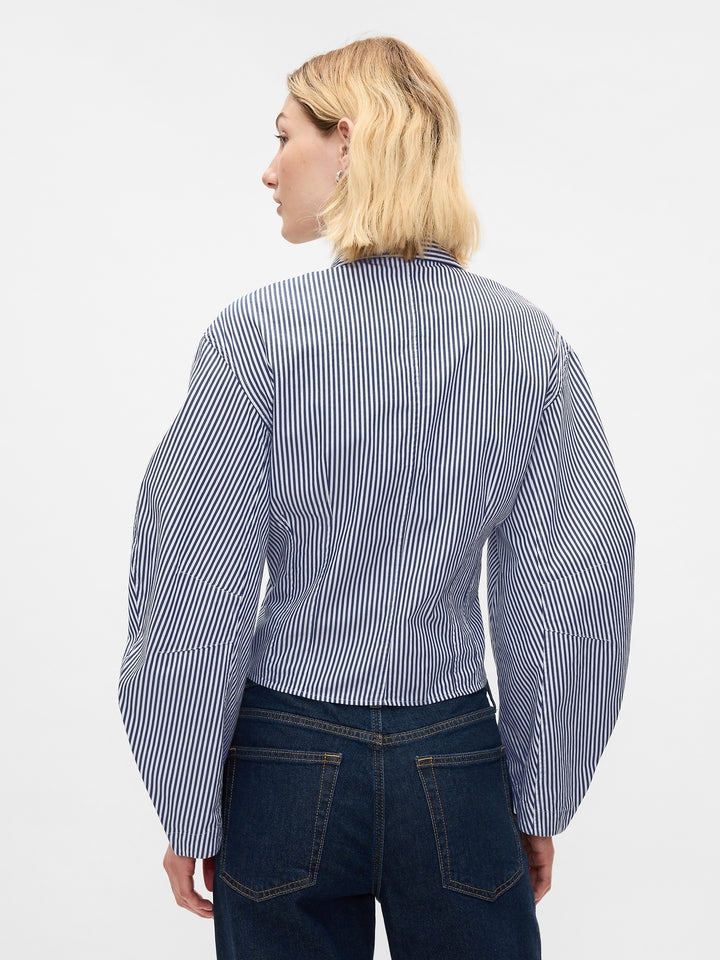 Gap Organic Cotton Poplin Barrel-Sleeve Cropped Shirt