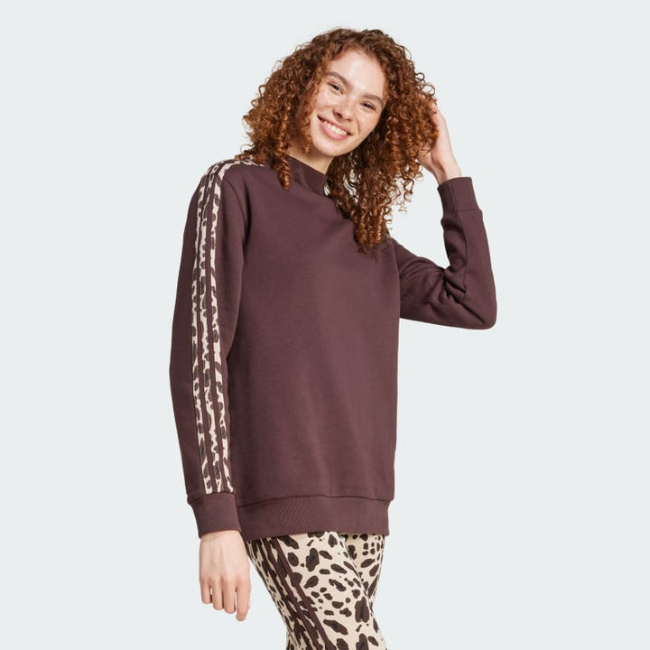 Adidas Essentials 3-Stripes Animal-Print Sweatshirt