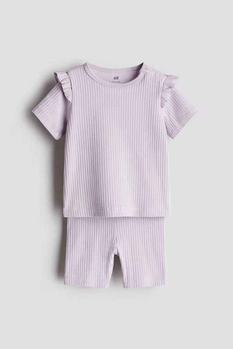 H&M 2-PIECE RIBBED COTTON SET