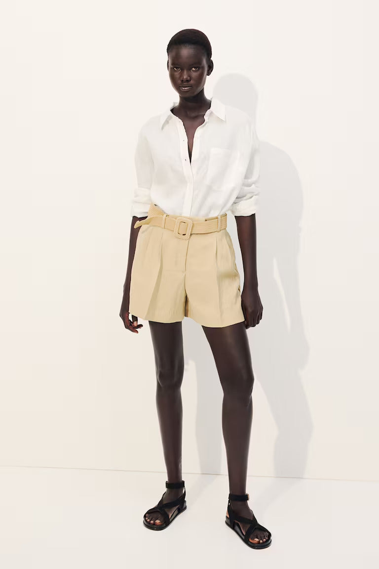 H&M BELTED TWILL SHORTS