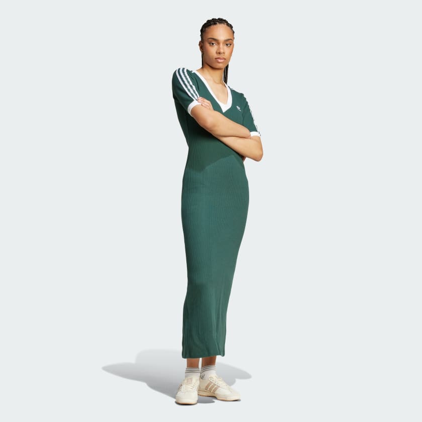 Adidas Adicolor 3-Stripes Knit V-Neck Dress