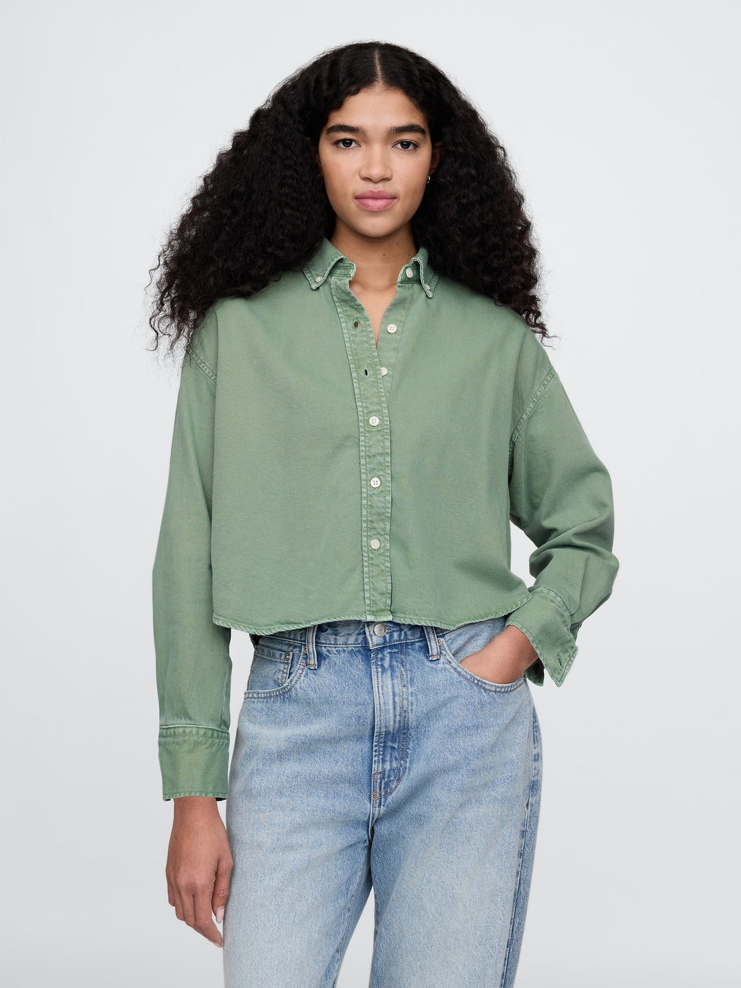 Gap UltraSoft Denim Cropped Big Shirt