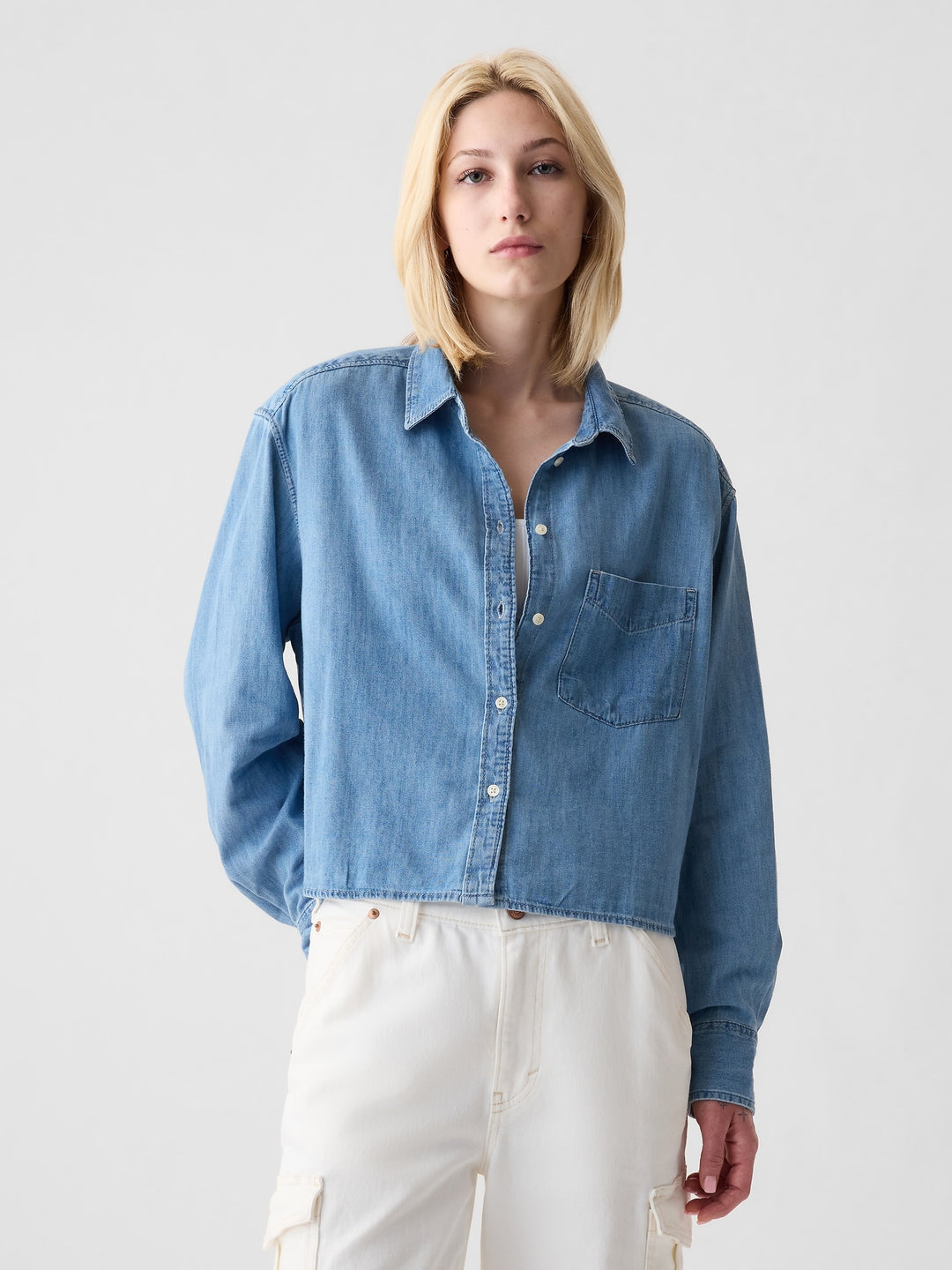 Gap Cropped Denim Shirt