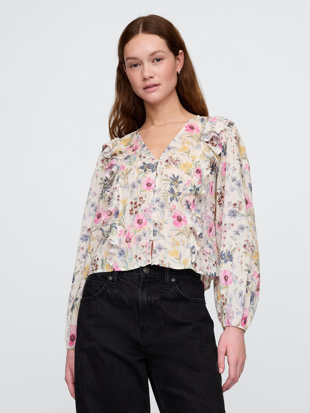 Gap Ruffle-Trim Floral Top