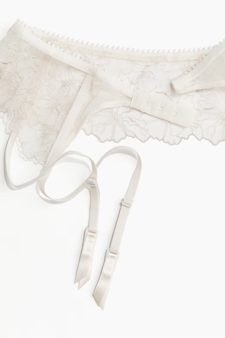 H&M EMBROIDERED GARTER BELT
