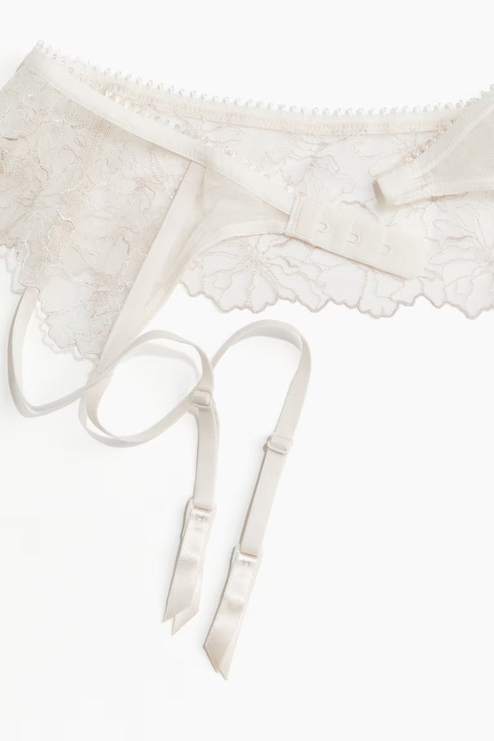 H&M EMBROIDERED GARTER BELT