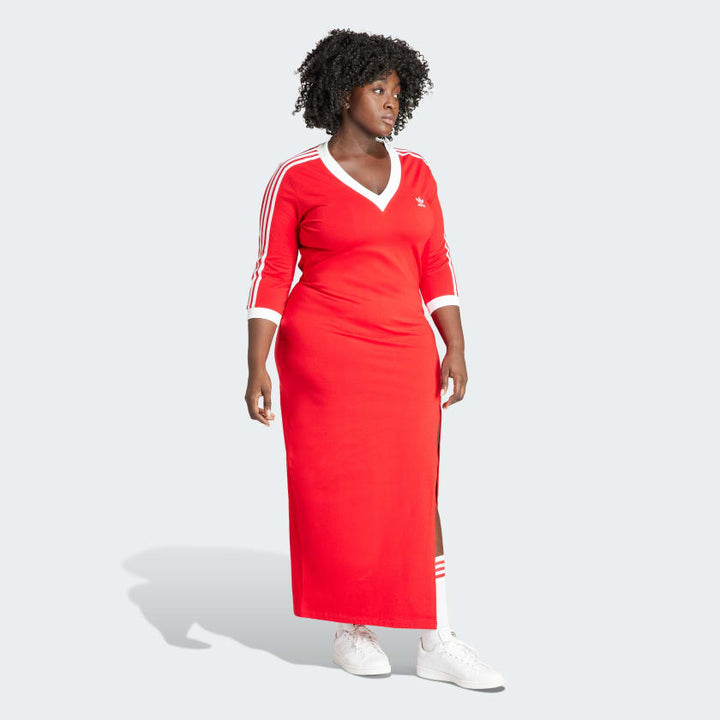 Adidas Adicolor Classics 3-Stripes V-Neck Maxi Dress (Plus Size)