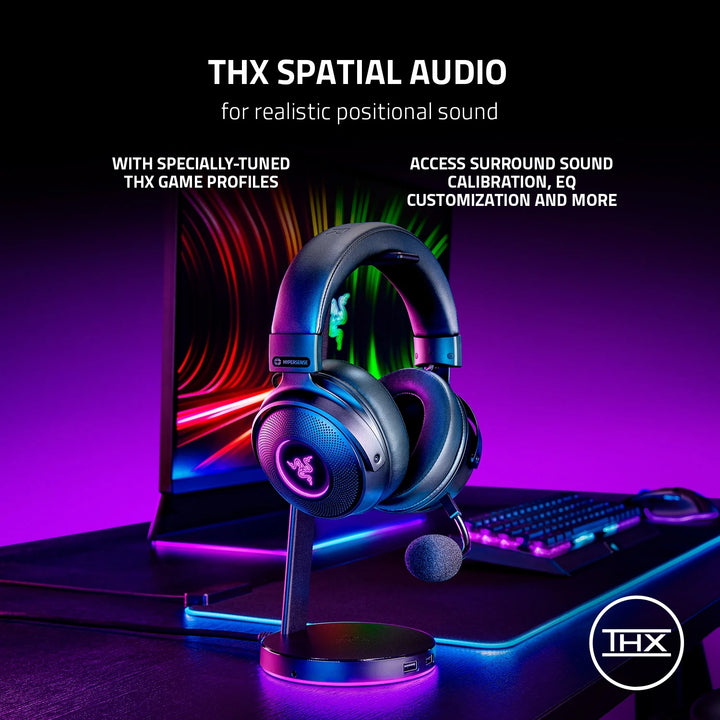 Razer Kraken V3 Pro Wireless Gaming Headset for PC, 2.4GHz, Haptics, Chroma RGB, 368g, Black